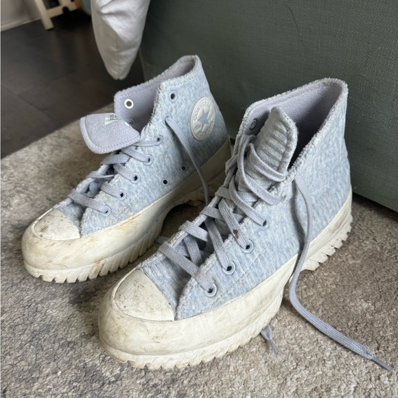 Converse Blue Velour Platform 7.5 - Picture 3 of 4